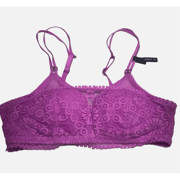 Aerie Pink Wireless Push Up Size 34A Joy Lace Convertible Strap Bra NEW - Picture 4 of 8